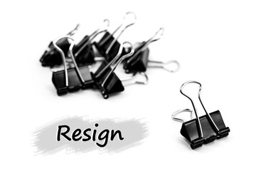 Group of Binder clip, Paper clip Resign concept