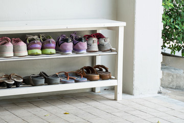 Outdoor Shoe Rack and 8 pairs of visitor shoes