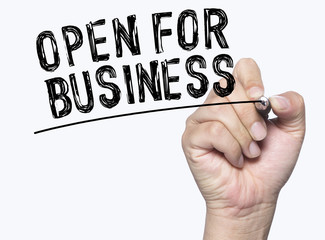 open for business  written by hand
