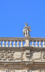 Naklejka premium The staue of the Palace called Maffei in Verona, Italy.