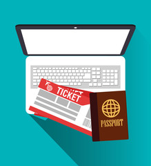 Passport laptop and tickets icon. Travel trip vacation and tourism theme. Colorful design. Vector illustration