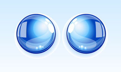 Vector image of water droplets on a blue background