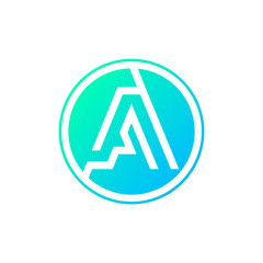 Letter A logo,Circle shape symbol,Digital,Technology,Media