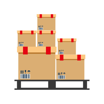 boxes pile warehouse service vector illustration design