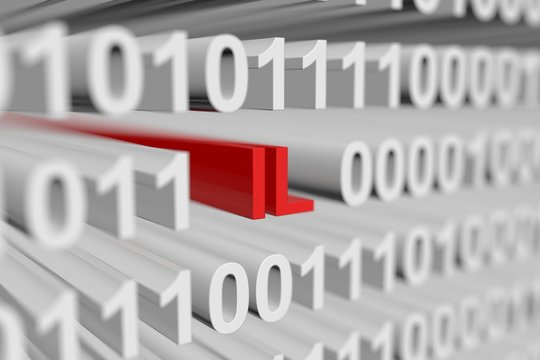 IL in a binary code with blurred background 3D illustration