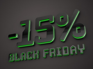 15 percent off Black Friday discount 3D render