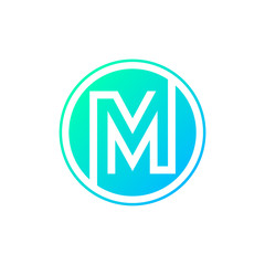 Letter M logo,Circle shape symbol,Digital,Technology,Media