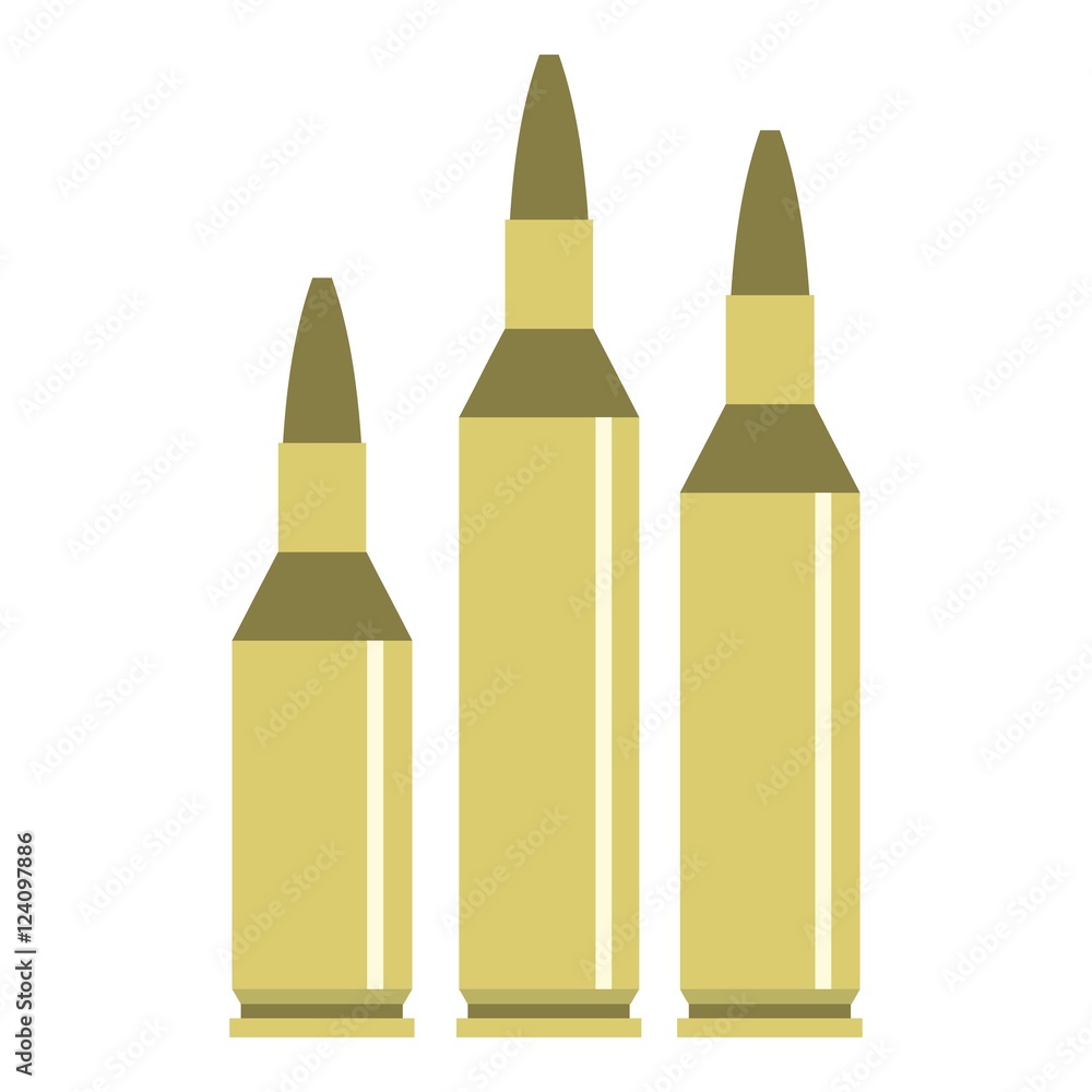 Poster bullet ammunition icon. flat illustration of bullet vector icon for web design