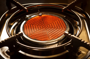 close up of flame infrared stove