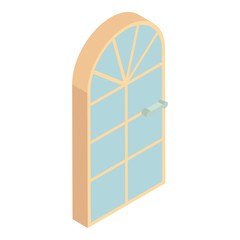 Arched front door icon. Cartoon illustration of door vector icon for web design