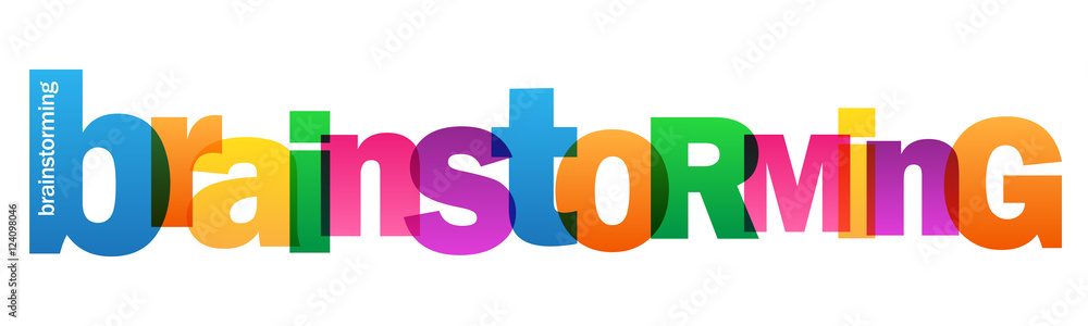 Poster brainstorming overlapping vector letters icon