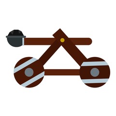 Medieval siege catapult icon. Flat illustration of catapult vector icon for web design