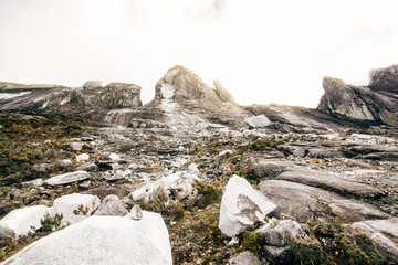 Sunrise at the peak of mountain Kinabalu landscape