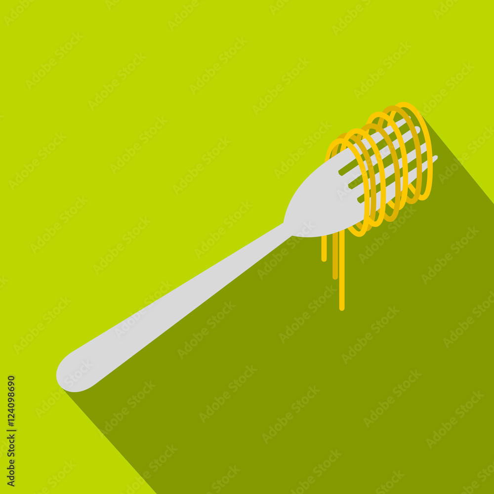 Aufkleber spaghetti on a fork icon. flat illustration of spaghetti on a fork vector icon for web isolated on g