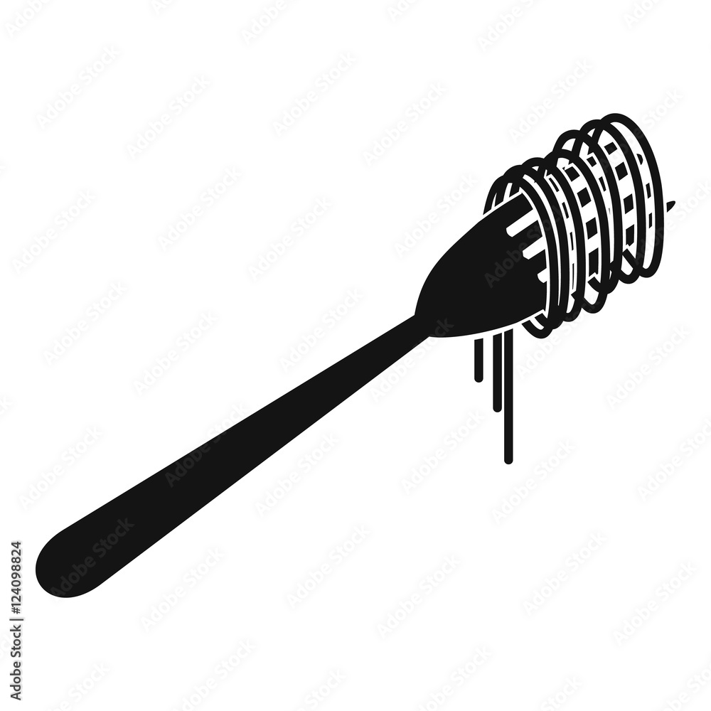 Poster spaghetti on a fork icon. simple illustration of spaghetti on a fork vector icon for web