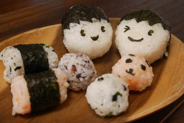 Cute onigiri for children, Japanese rice balls