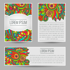 vector cards with floral doodle