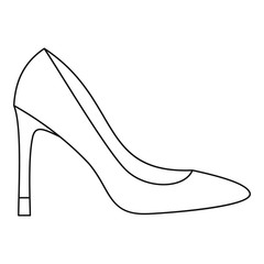 High heel women shoe icon. Outline illustration of high heel women shoe vector icon for web