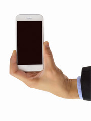 businessman showing the smartphone