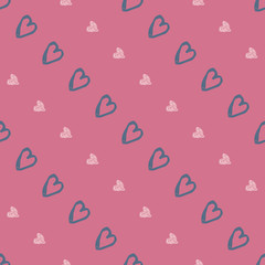 Doodle seamless pattern with hearts
