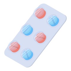 Pills icon. Isometric 3d illustration of pills vector icon for web