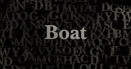 Boat - 3D rendered metallic typeset headline illustration.  Can be used for an online banner ad or a print postcard.