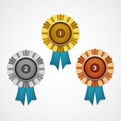 Gold, silver and bronze awards. Vector.