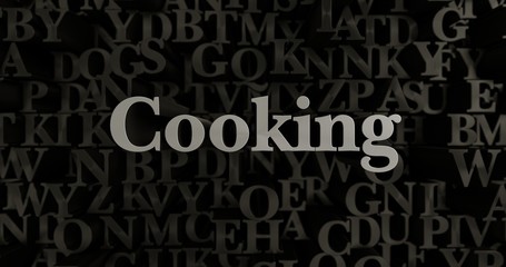 Fototapeta na wymiar Cooking - 3D rendered metallic typeset headline illustration. Can be used for an online banner ad or a print postcard.