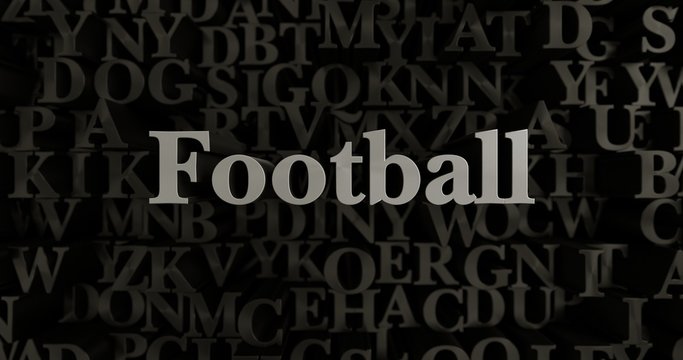 Football - 3D rendered metallic typeset headline illustration.  Can be used for an online banner ad or a print postcard.