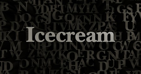 Icecream - 3D rendered metallic typeset headline illustration.  Can be used for an online banner ad or a print postcard.