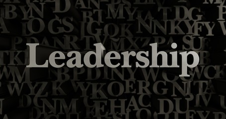 Leadership - 3D rendered metallic typeset headline illustration.  Can be used for an online banner ad or a print postcard.