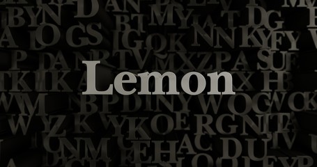 Lemon - 3D rendered metallic typeset headline illustration.  Can be used for an online banner ad or a print postcard.
