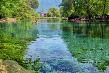 View from the shore of the River Grassano, Italy. Natural Park of Grassano.
