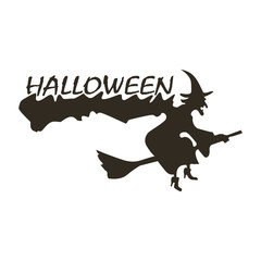Flying witch, Hallowen icon vector