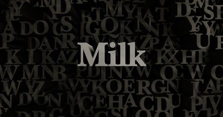 Milk - 3D rendered metallic typeset headline illustration.  Can be used for an online banner ad or a print postcard.