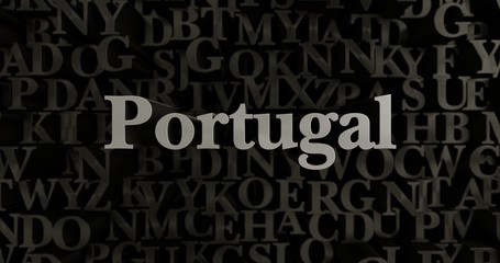 Portugal - 3D rendered metallic typeset headline illustration.  Can be used for an online banner ad or a print postcard.