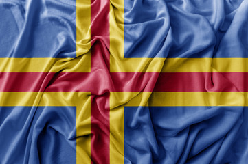 Ruffled waving Aland flag
