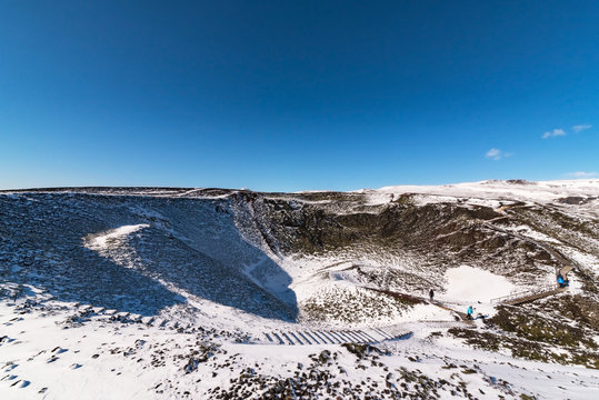 panoramic view from the volcano grabrok at wintertime