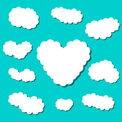 set of white vector icon sky clouds