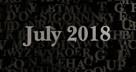 July 2018 - 3D rendered metallic typeset headline illustration.  Can be used for an online banner ad or a print postcard.