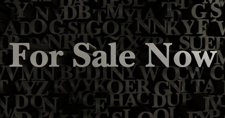 For Sale Now - 3D rendered metallic typeset headline illustration.  Can be used for an online banner ad or a print postcard.