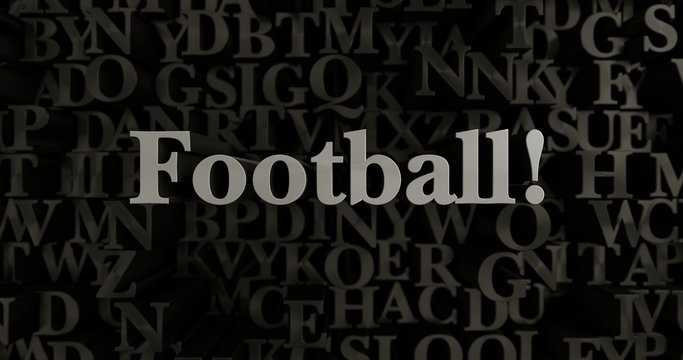 Football! - 3D rendered metallic typeset headline illustration.  Can be used for an online banner ad or a print postcard.