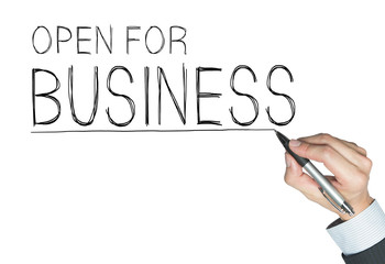 open for business written by hand