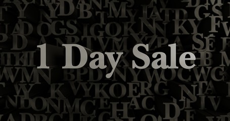 1 Day Sale - 3D rendered metallic typeset headline illustration.  Can be used for an online banner ad or a print postcard.