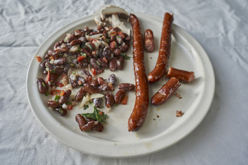 hunters sausage with kidney beans