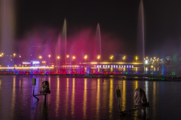 Obraz na płótnie Canvas Music fountain at night