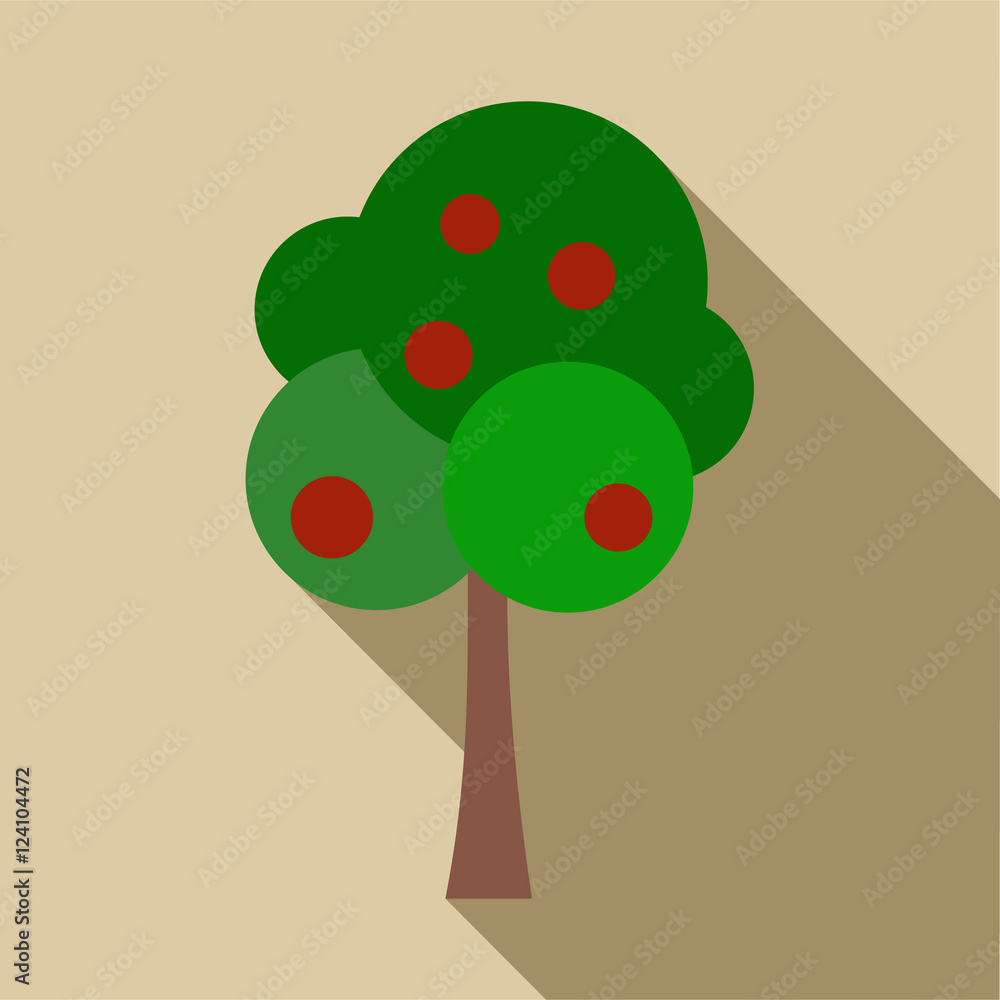 Poster tree with fruit icon. flat illustration of tree with fruit vector icon for web