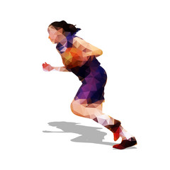 Obraz premium Basketball player, young active girl in dark jersey. Abstract po