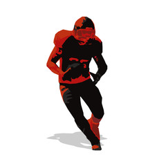 American football player, abstract vector illustration of runnin