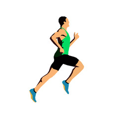 Fototapeta na wymiar Running man, flat vector illustration. Sports man. Abstract runn